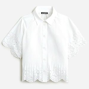 J.crew eyelet trim cotton poplin shirt